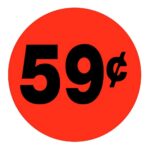 59 cents sticker black and red pricing label