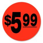 $5.99 sticker black and red pricing label