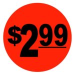 $2.99 sticker black and red pricing label