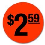 $2.59 Pricing Label Round Red Sticker with black print