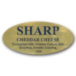 Sharp Cheddar Cheese Label Gold Foil Stick with ingredients