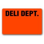 Deli Department label, rectangle red sticker with room to write promotions or information