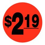 $2.19 Pricing Label Round Red Sticker with black print