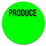Produce label green sticker with Produce text and room to write