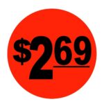 $2.69 Pricing Label Round Red Sticker with black print