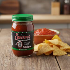 Mama Socorro’s Mild Salsa in a 16 ounce jar packed 12 per case