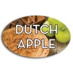Dutch Apple Pie Label Flavor Oval Sticker with Dutch Apple Pie pictured in the background with the word Dutch Apple printed on top