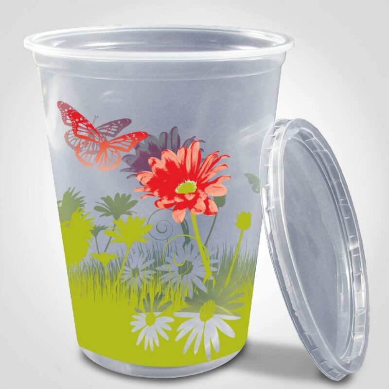 260754 32 oz Deli Container with Lid – Spring Scene – 250/Case