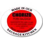 Chorizo Pork Sausage Label, Butcher Sticker - 500/roll