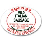Mild Hot Italian Sausage Label, Butcher Sticker - 500/roll