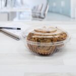 Presenta Bowl Takeout Catering Packaging with cookies shown