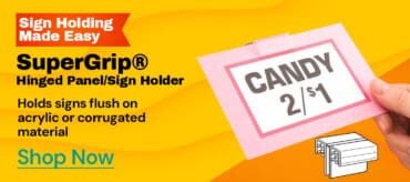 Suregrip Sign Holder for Gondolas hinged panel retail sign holder