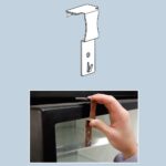 Merchandising Strip Hanger for Cooler Door with illustartion