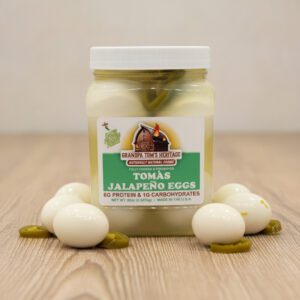 Tomás Jalapeño Eggs 32 oz tub in a case of 12