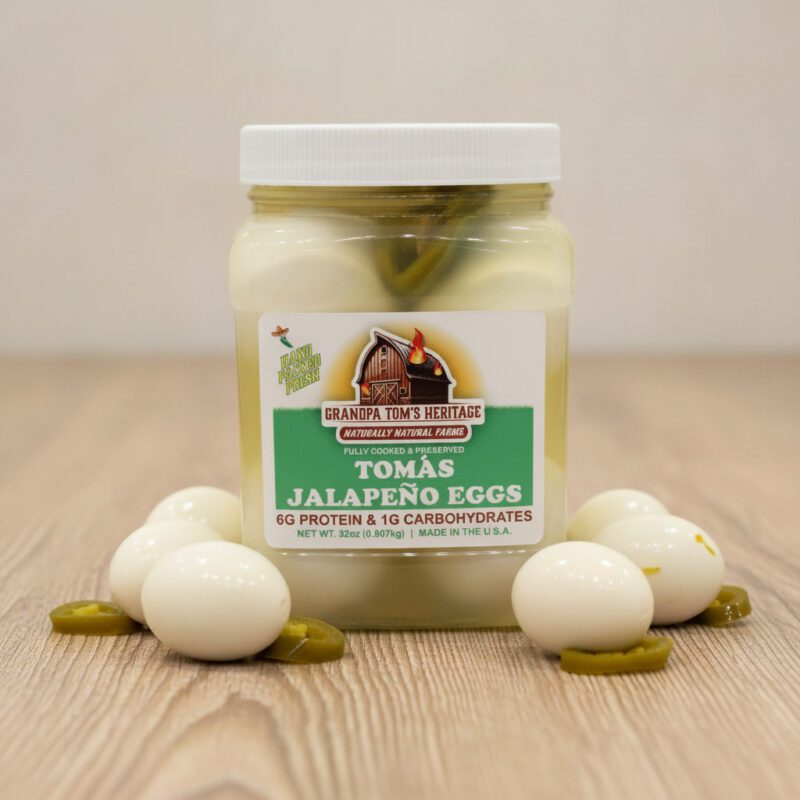 50342-Tomás-Jalapeño-Eggs-32-oz Tomás Jalapeño Eggs 32 oz tub in a case of 12