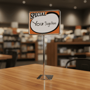 Store Sign Frame with Metal Stand Chrome 7″ x 11″