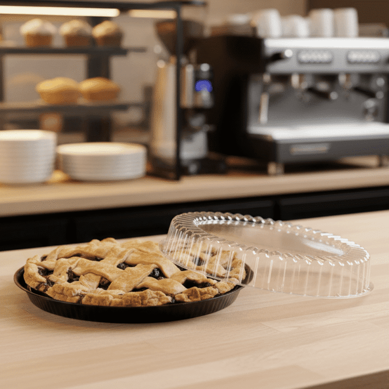 10 inch Pie Container Black Base High Dome Lid