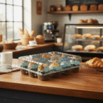 12 Count Cupcake Takeout Container on bakery counter