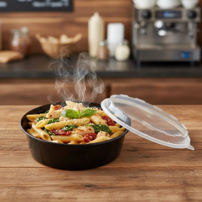 260670 18-oz Cube Microwavable Round Container with Lid 18-oz Cube Microwavable Round Container with Lid
