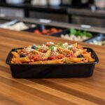 28oz Microwavable Takeout Casserole Dish with pasta inside