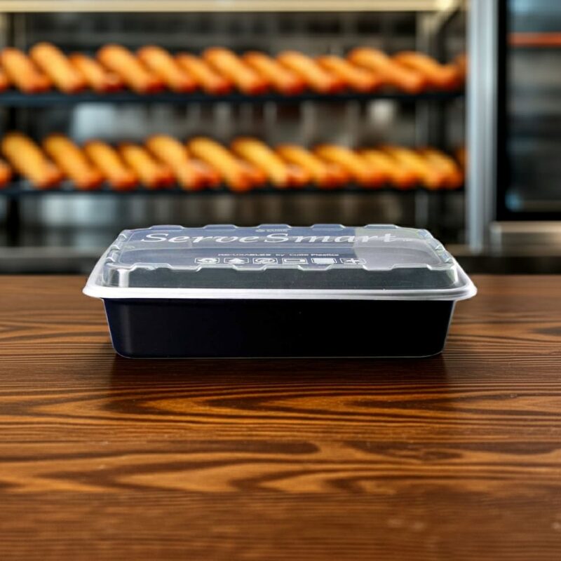 28oz Cube Microwavable Rectangular Takeout Container with Lid