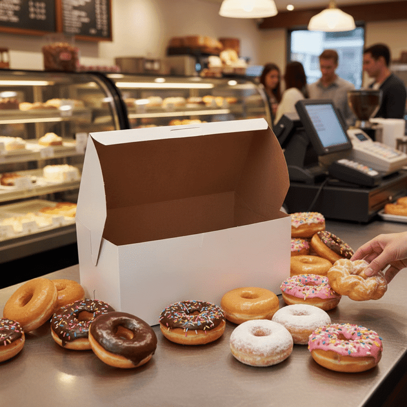 360048 Donut Box for 12 cake donuts in bakery Donut Box for 12 cake donuts in bakery