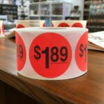1 dollar and 89 cents Label Stickers Round Red with black print