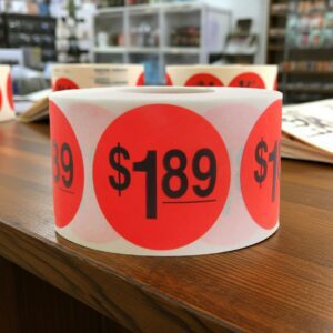 1 dollar and 89 cents Label Stickers Round Red with black print
