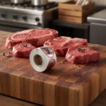 Angus Label Stickers Butcher Beef Sticker on butcher block