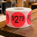 2 dollars and 79 cents Label Stickers Round Red with black print