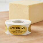 American Cheese Label Stickers on gold foil