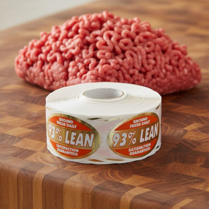 500318 93% Lean Ground Fresh Daily Label Butcher Sticker 93% Lean Ground Fresh Daily Label Butcher Sticker