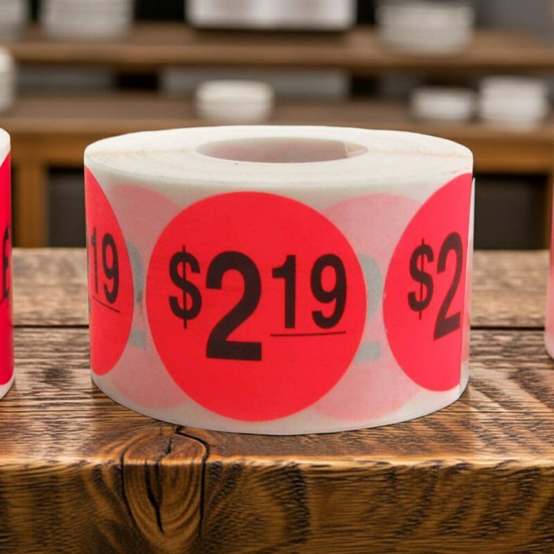 500613 2 dollars and 99 cents Label Stickers Round Red with black print 2 dollars and 99 cents Label Stickers Round Red with black print