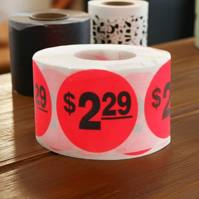 500618 2 dollars and 29 cents Label Stickers Round Red with black print 2 dollars and 29 cents Label Stickers Round Red with black print