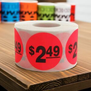 2 dollars and 49 cents Pricing Label Stickers