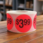 3 dollars and 99 cents Label Stickers Round Red with black print