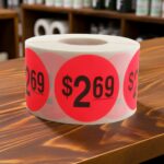 2 dollars and 69 cents Label Stickers Round Red with black print