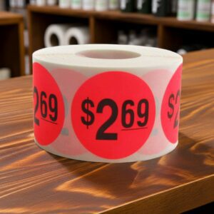 2 dollars and 69 cents Label Stickers Round Red with black print