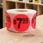 7 dollars and 99 cents Label Stickers Round Red with black print