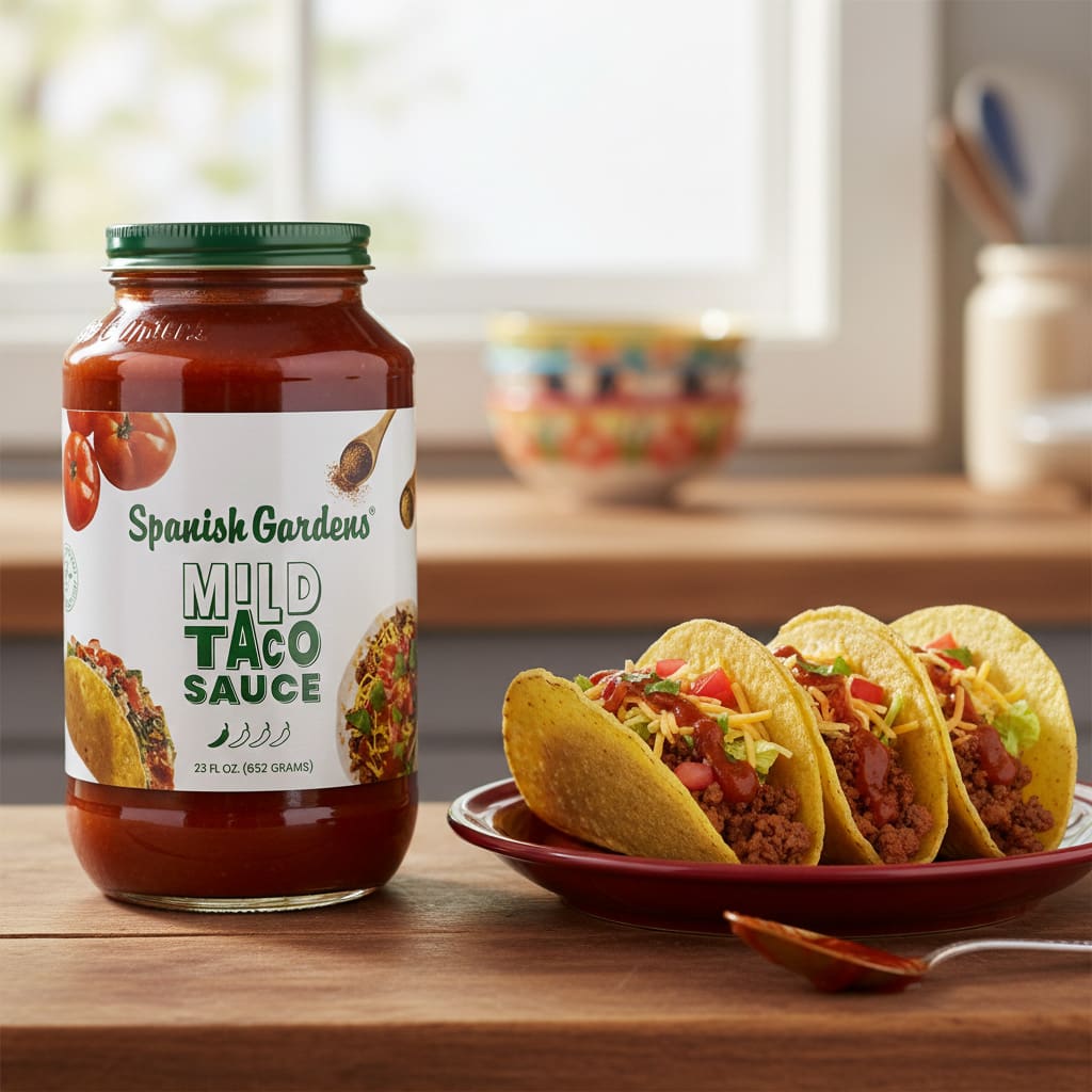 50625 Spanish Garden’s Mild Taco Sauce 23 oz Spanish Garden’s Mild Taco Sauce 23 oz