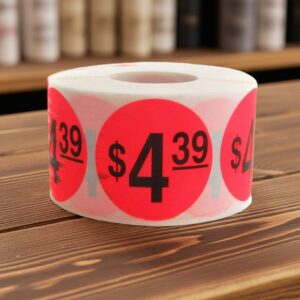 4 dollars and 39 cents Label Stickers Round Red with black print