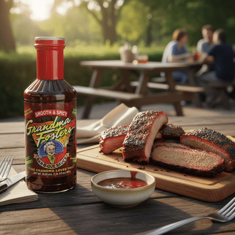 71035 grandma fosters spicy barbecue sauce with BBQ meats grandma fosters spicy barbecue sauce with BBQ meats
