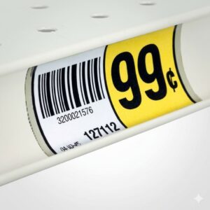 Plastic Clear Shelf Chips 3 inch long in Lozier retail shelving channel