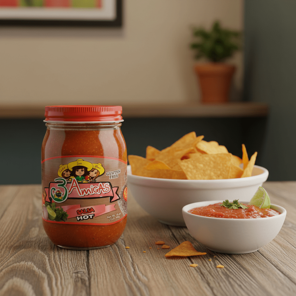 90512 3 Amigas Hot Salsa 16oz 3 Amigas Hot Salsa 16oz