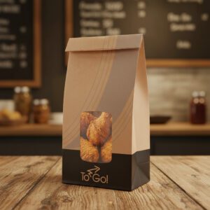 4 pound deli bag with hot to go design and window