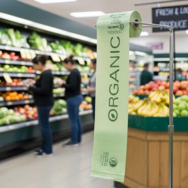 Organic Produce Roll Bags green with large organic Print