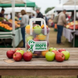 Apple Bag with Handles front view with apples inside the bag
