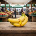 yellow banana tape that reads bananas wrapped around a bunch of bananas