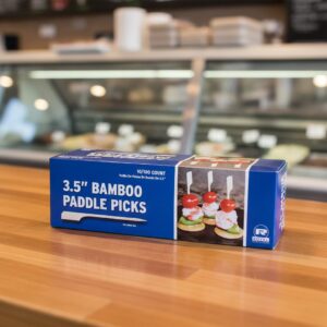3.5 inch bamboo paddle picks in box for catering and samples