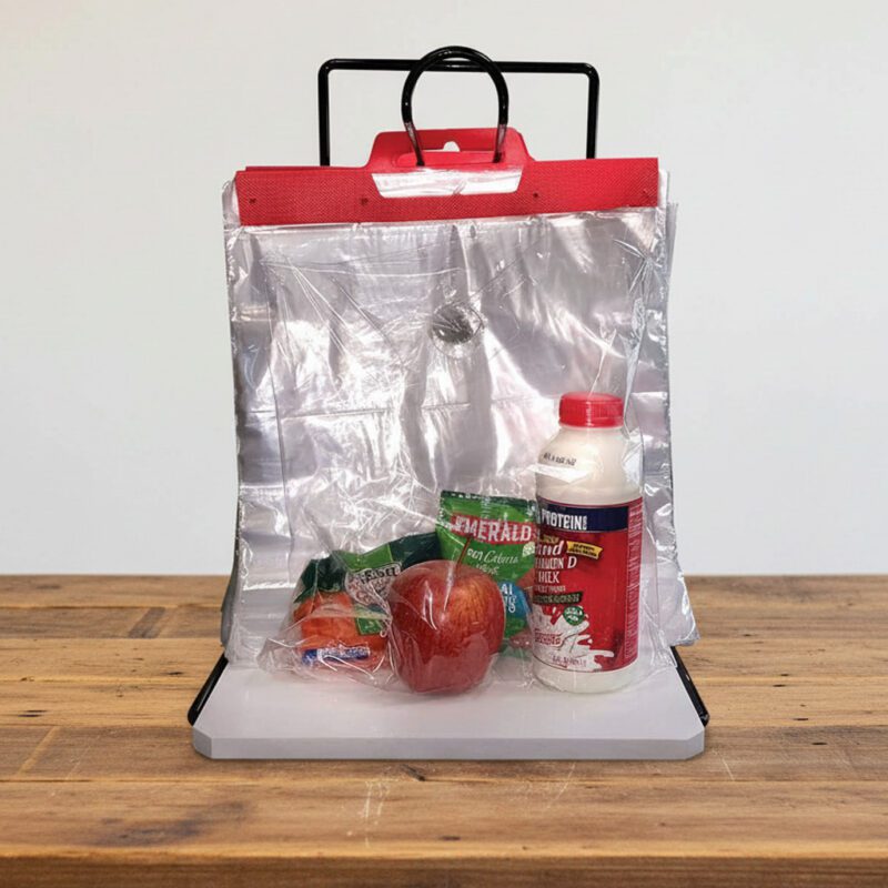 340048-Black-Freestanding-T-Shirt-Bag-Rack Shopping bag stand in black